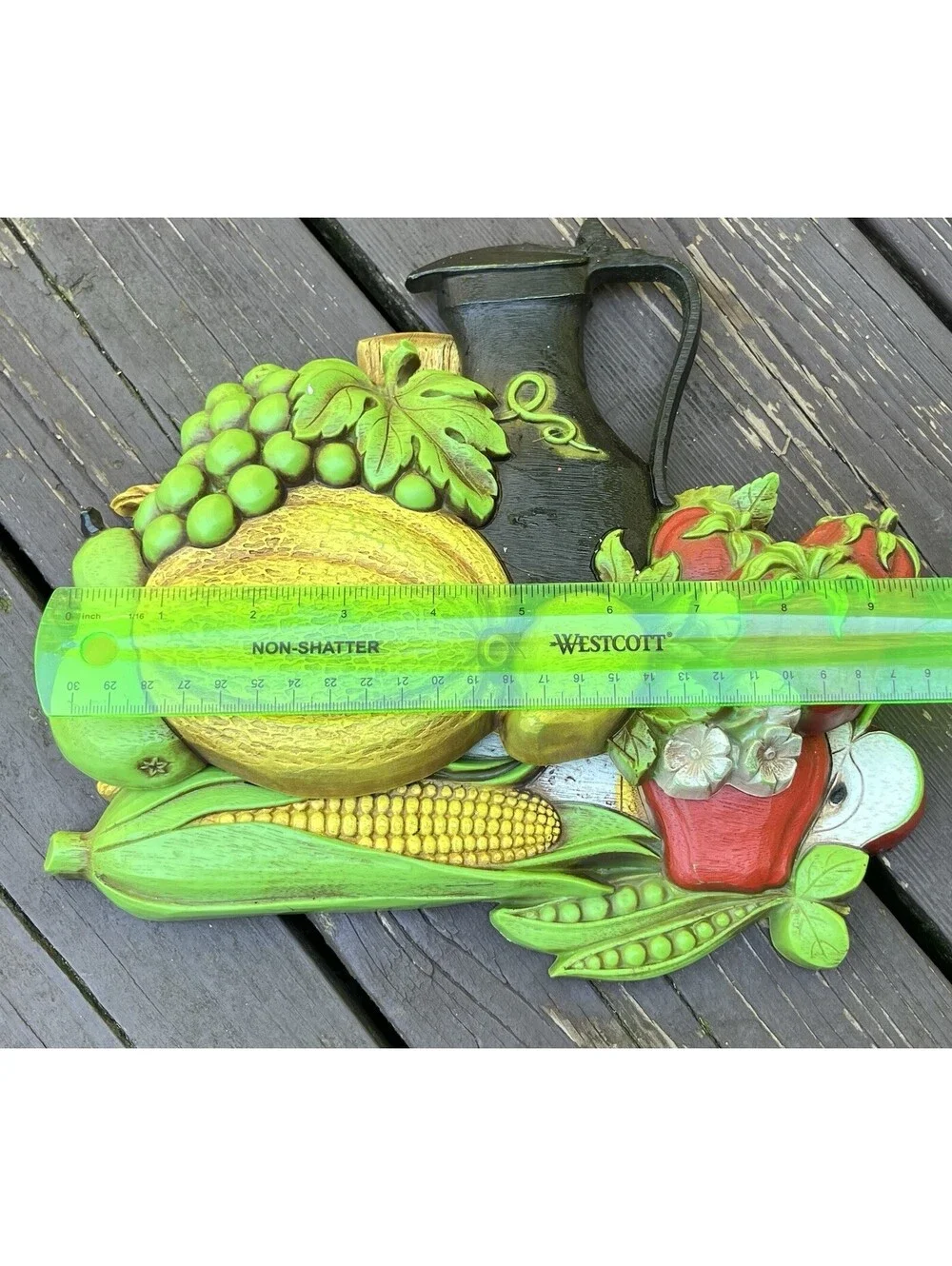 Vintage Syroco Set Fruit Vegetable Jugs Wall Plaques Mid Century Kitchen Decor